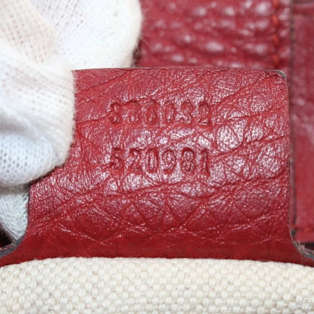 GUCCI Dark Red Bambooo Shooper Tote Leather Medium 2way 3GK1226K